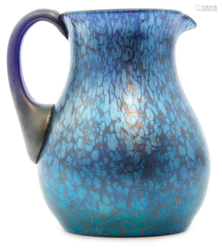 An early 20th Century Loetz Cobalt Papillon glass jug