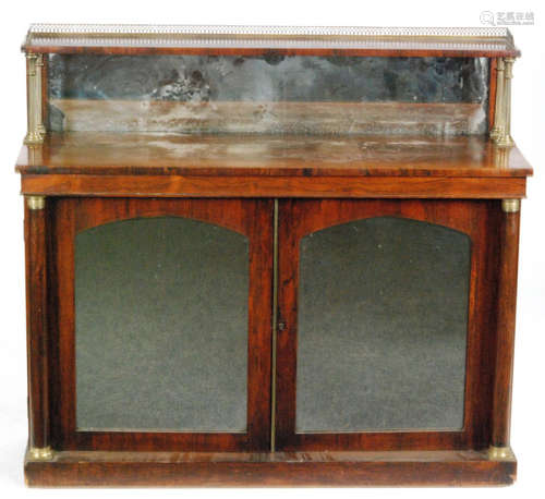 A  19th Century rosewood chiffonier with twin mirror glazed doors