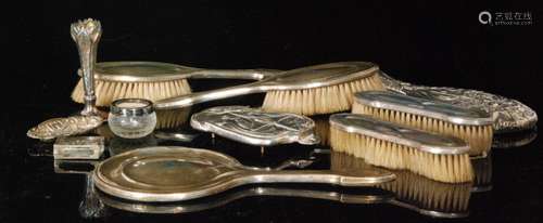 A parcel lot of assorted hallmarked silver items to include two hand mirrors