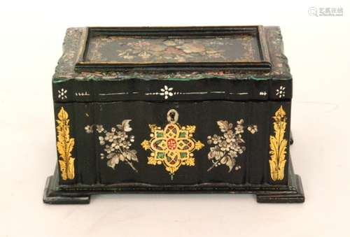 A 19th Century papier mache twin section tea caddy