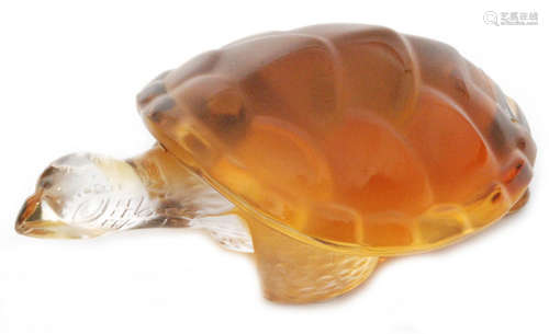 A contemporary boxed Lalique glass Caroline Turtle figure