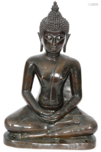 A 19th Century northern Sukhothai bronze figure of Buddha Shakyamuni