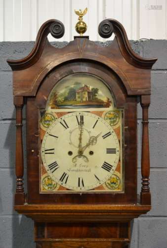 A 19th Century oak and mahogany crossbanded longcase clock