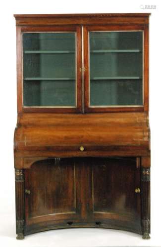 A 19th Century rosewood veneered bureau bookcase converted from a pianola