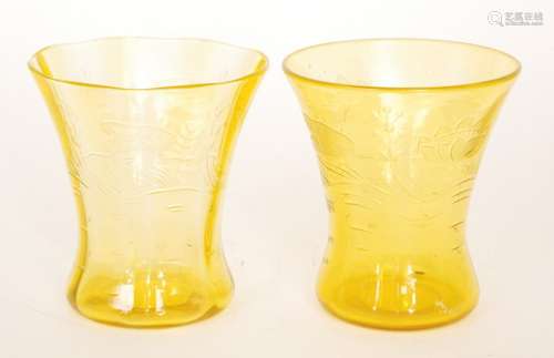 A pair of 1930s Thomas Webb & Sons Uranium glass vases