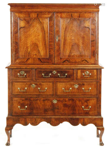 An 18th and later walnut cabinet on chest