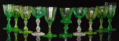 A group of 19th Century and later Uranium glass stemware