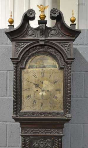 An 18th Century and later oak long case clock