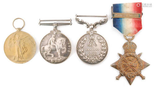 A First World War medal group comprising 1914 Star with Mons clasp