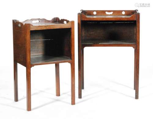 A mahogany open fronted commode or bedside cabinet in the Georgian style