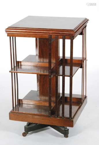 An Edwardian mahogany revolving bookcase