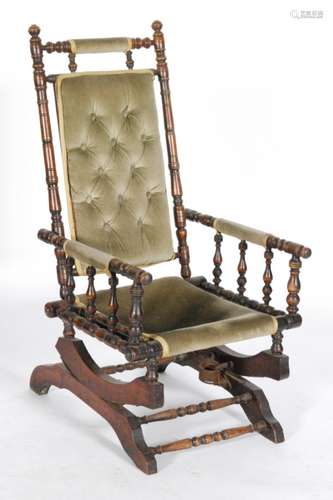 An American rocking chair with spindle turned uprights