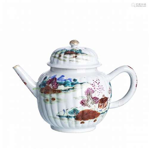 Chinese porcelain 'landscape' teapot, Qianlong