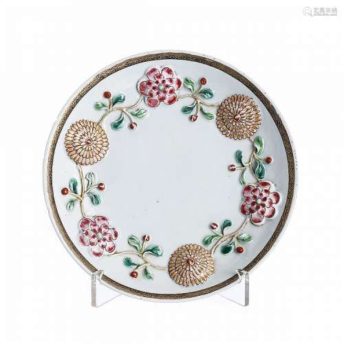 Plate 'flowers' in chinese porcelain, Yongzheng