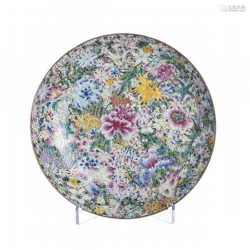 1000 Flowers plate in chinese porcelain, Minguo