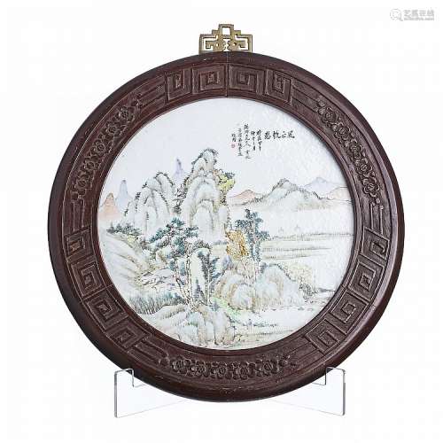 Chinese porcelain round plaque, Minguo