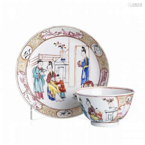 Teacup and saucer 'Mandarim', Qianlong