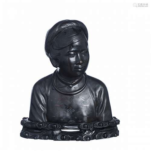 Bust of girl in bronze, China