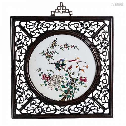 China porcelain plaque with frame, Tongzhi