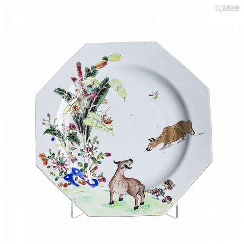 Plate 'Buffalo' in chinese porcelain, Qianlong