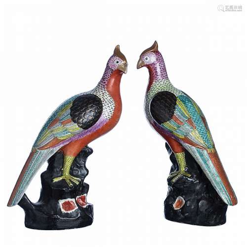 Pair of Pheasants in Chinese porcelain
