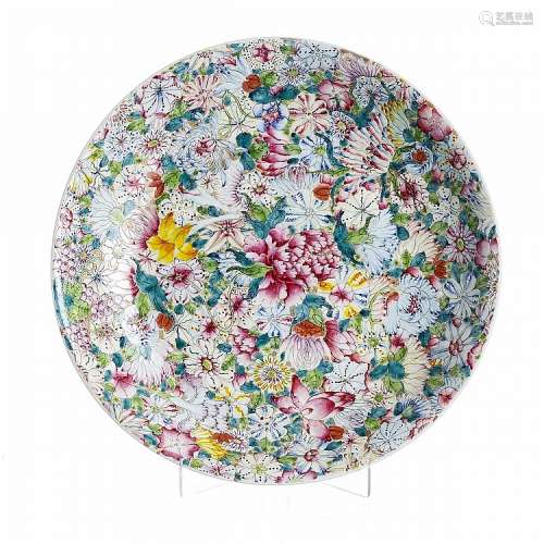 1000 Flowers plate in chinese porcelain, Republic