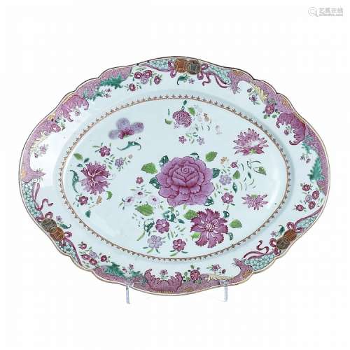 Platter 'family rose' in China export porcelain