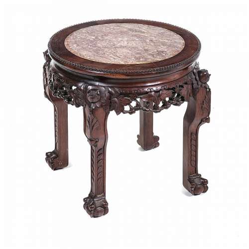 Chinese hongmu stand in with marble top