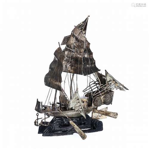 Chinese Silver Sailing Boat