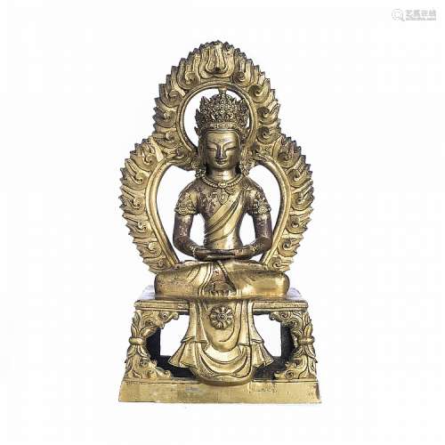 Tibetan Bodhisattva in gilt bronze, 18th