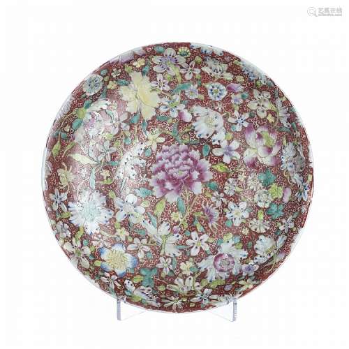 1000 Flowers plate in Chinese porcelain, Minguo