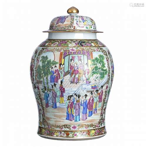 Chinese porcelain figural pot and cover, Daoguang