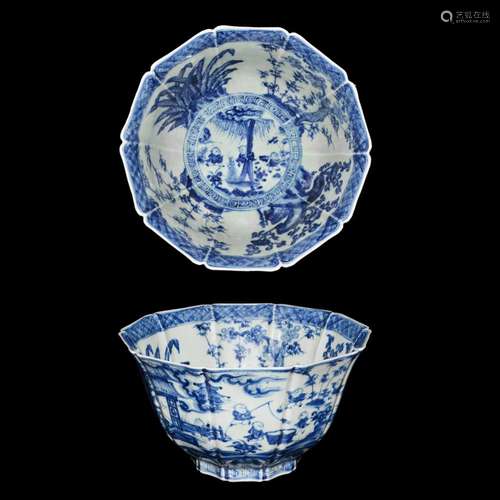 Ming, A Large Blue and White Children-at-Play Bowl with Ten Lobes 明 宣德 青花婴戏御苑十棱海碗