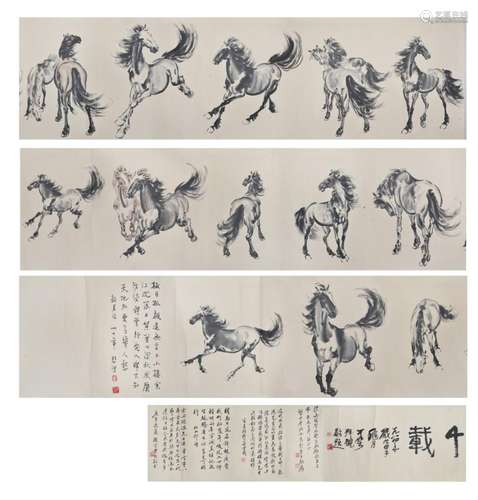 Xu Beihong Horses 徐悲鸿(1895 - 1953) 十六马图卷