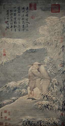 Ma Yuan Southern Song Dynasty Fishing in the Snow 南宋 马远(约1140 - 1225后) 寒江钓鱼图