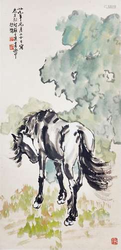 Xu Beihong Horse Standing 徐悲鸿(1895 - 1953) 立马回首图