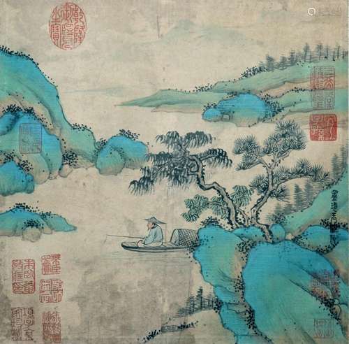 Meng Zhen Yuan Dynasty Fishing at Leisure 元 孟珍(生卒不祥) 青山绿水任垂钓