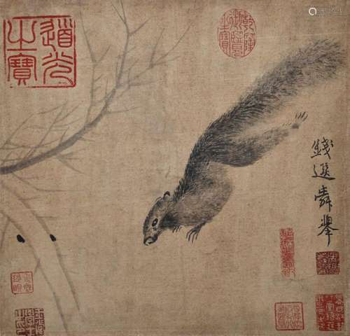 Qian Xuan Yuan Dynasty Squirrel 元 钱选(生卒不祥) 松鼠图