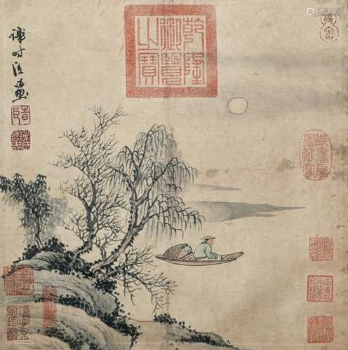 Xie Shichen Ming Dynasty Moonlit Fishing 明 谢时臣(生卒不祥) 月下钓鱼图