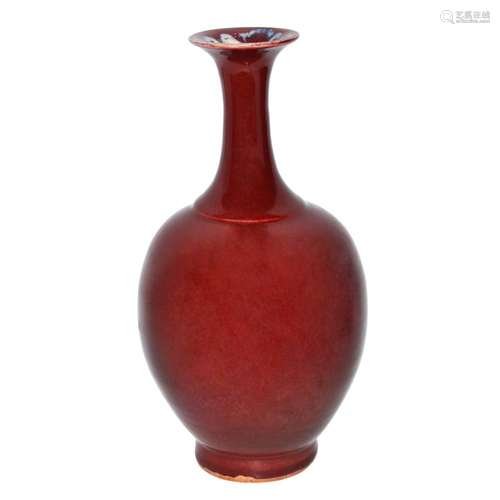 Ming Dynasty, Yongle Sacrificial Red-glazed Mallet Vase 明 永乐霁红釉敞口圆锥瓶