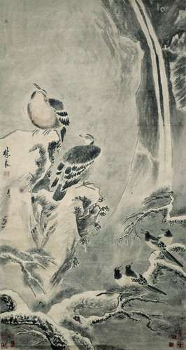 Lin Liang Ming Dynasty Hawks and Magpies 明 林良(1436 - 1487) 双鹰喜鹊图