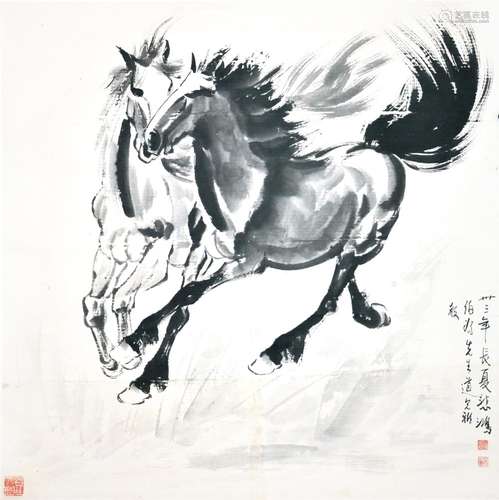 Xu Beihong Two Horses 徐悲鸿(1895 - 1953) 同赴天涯