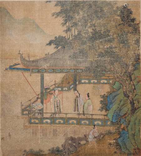 Qiu Ying Ming Dynasty Pavilion Gathering 明 仇英(约1494 - 1552) 高阁会友图