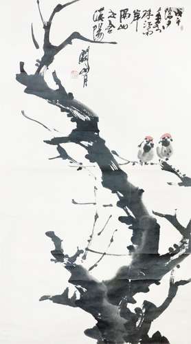 Guan Shanyue Birds on Twig 关山月(1912 - 2000) 梅花小鸟