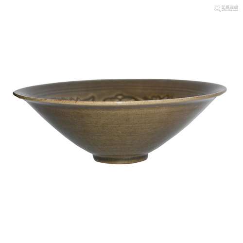 Yaozhou Celadon Chrysanthemum Conical Bowl 耀州窑缠枝菊花纹盘