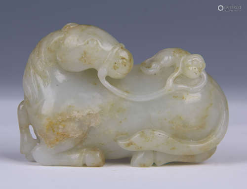 CHINESE CARVED  JADE - 'HORSE AND MONKEY'