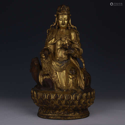 GILT BRONZE BUDDHA SIMHANADA AVALOKITESVARA