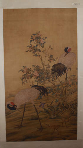 CHINESE PAINTING OF TWO CRANES.