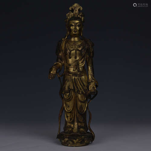 GILT BRONZE UPRIGHT BUDDHA BODHISATTVA