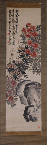 CHINESE PAINTING OF FLOWERS AND ROCKS